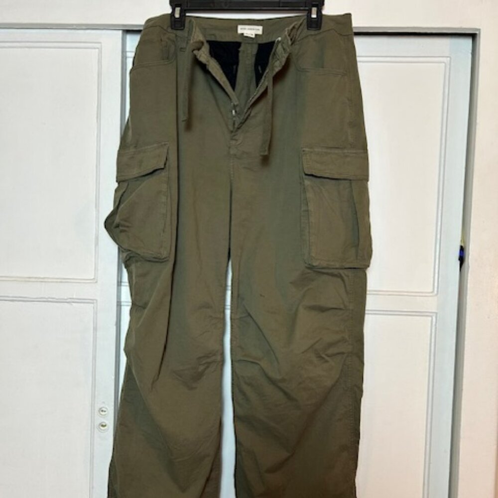 Good American Olive Green Wide Leg Cargo Jumpsuit Pants